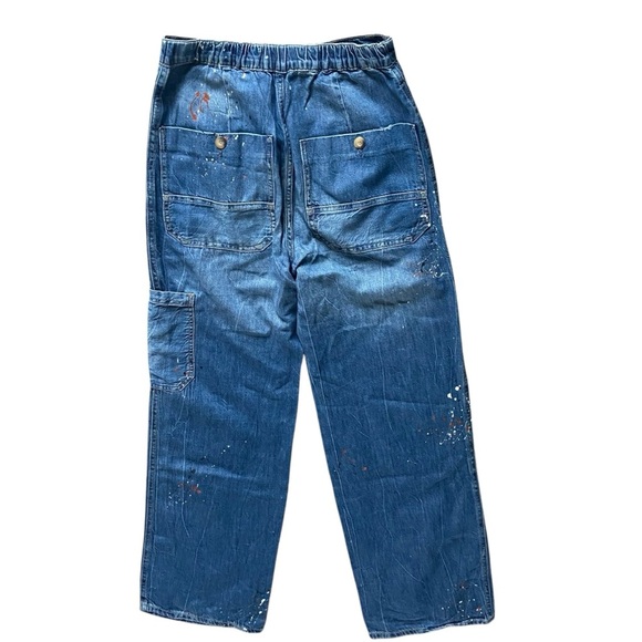 Free People Paint Splash Cargo/Carpenter Starving Artist Slouchy Medium Wash 27 - Picture 3 of 8